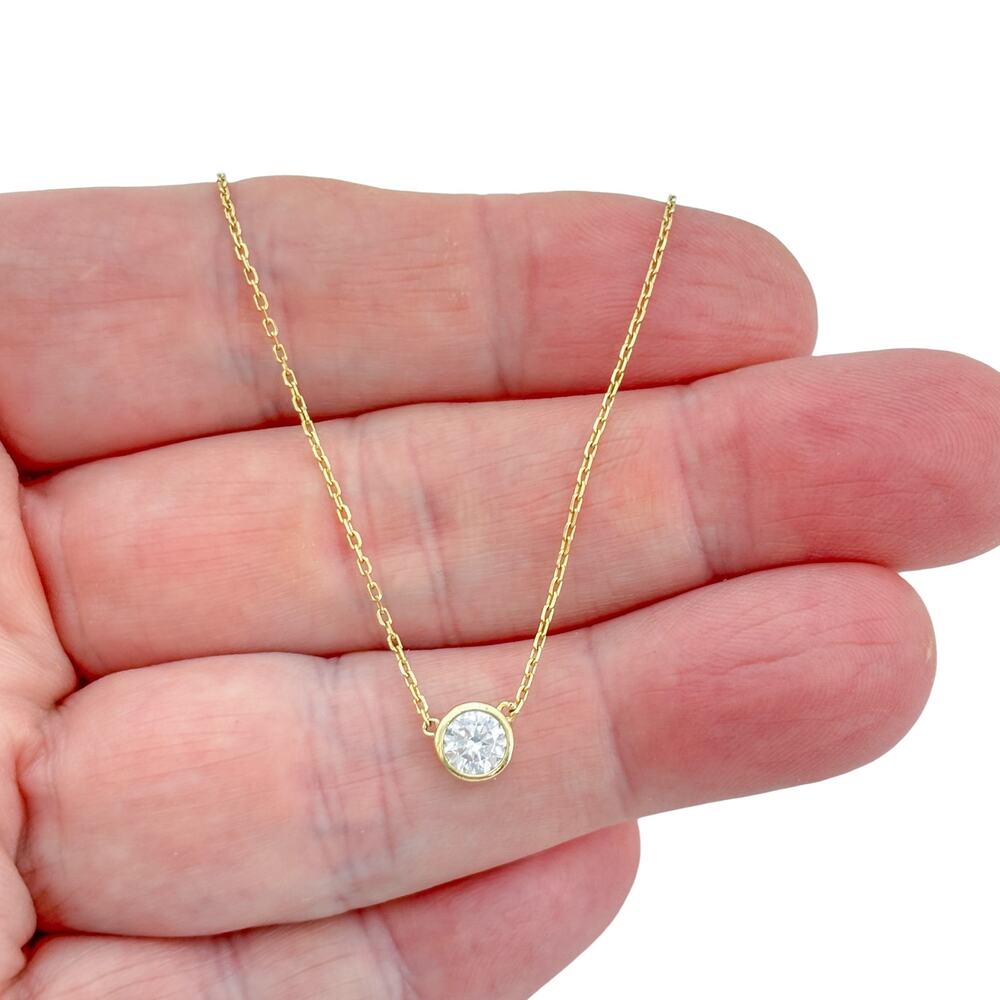 Vintage Shashi Gold-Tone Sterling Silver CZ Solitaire & Red Tassel Necklace